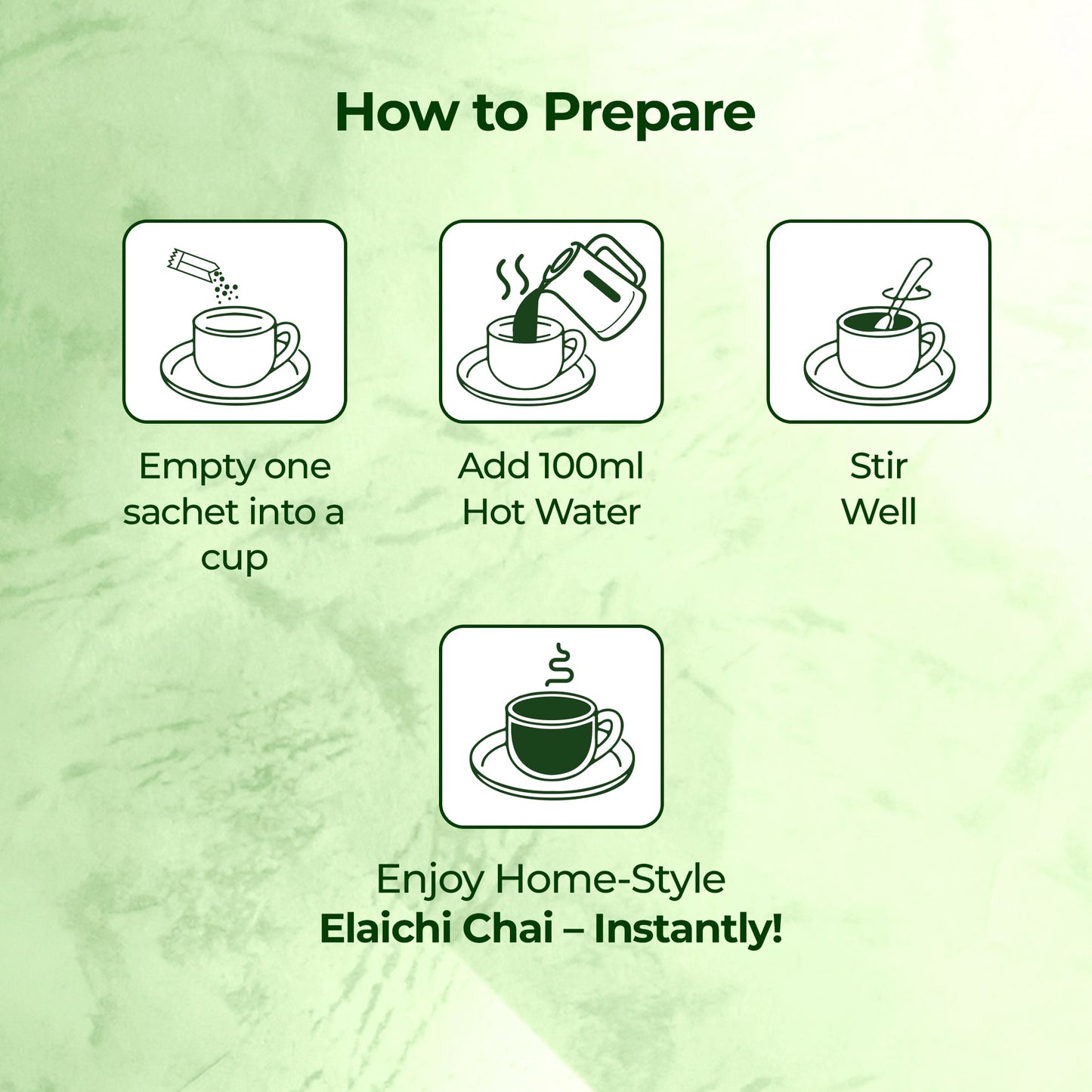 ATLANTIS INSTACUP 3-IN-1 Cardamom Chai Premix Single Serve Sachets Pack | 25 Sachets X 14 Grams Pouch | Travel-Friendly Zipper Lock Pack | Just Add Hot Water & Stir