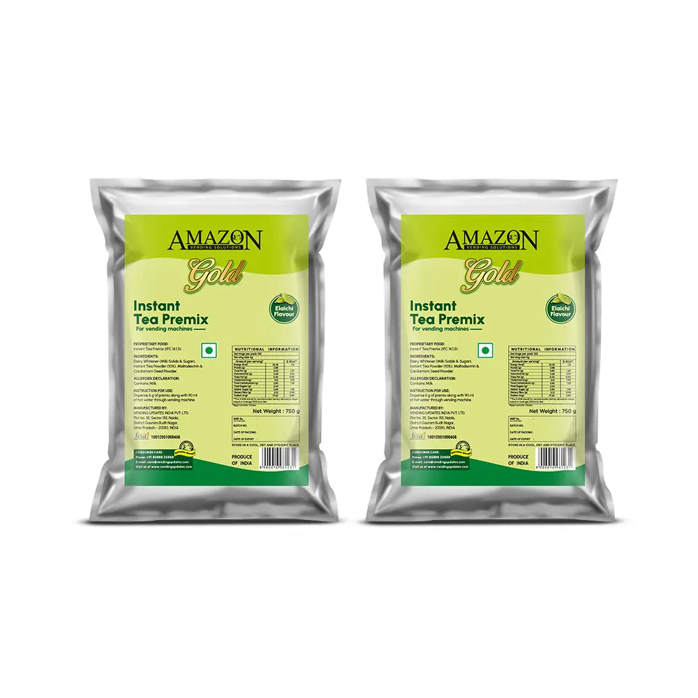 AMAZON Gold 3-in-1 Cardamom Tea Premix (Low Sugar) – 750g Pack | Perfect for Vending Machines | Just Add Hot Water