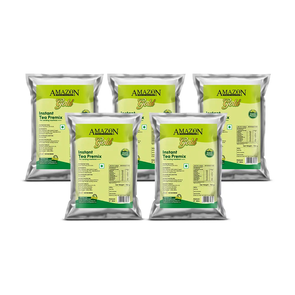 AMAZON Gold 3-in-1 Cardamom Tea Premix (Low Sugar) – 750g Pack | Perfect for Vending Machines | Just Add Hot Water