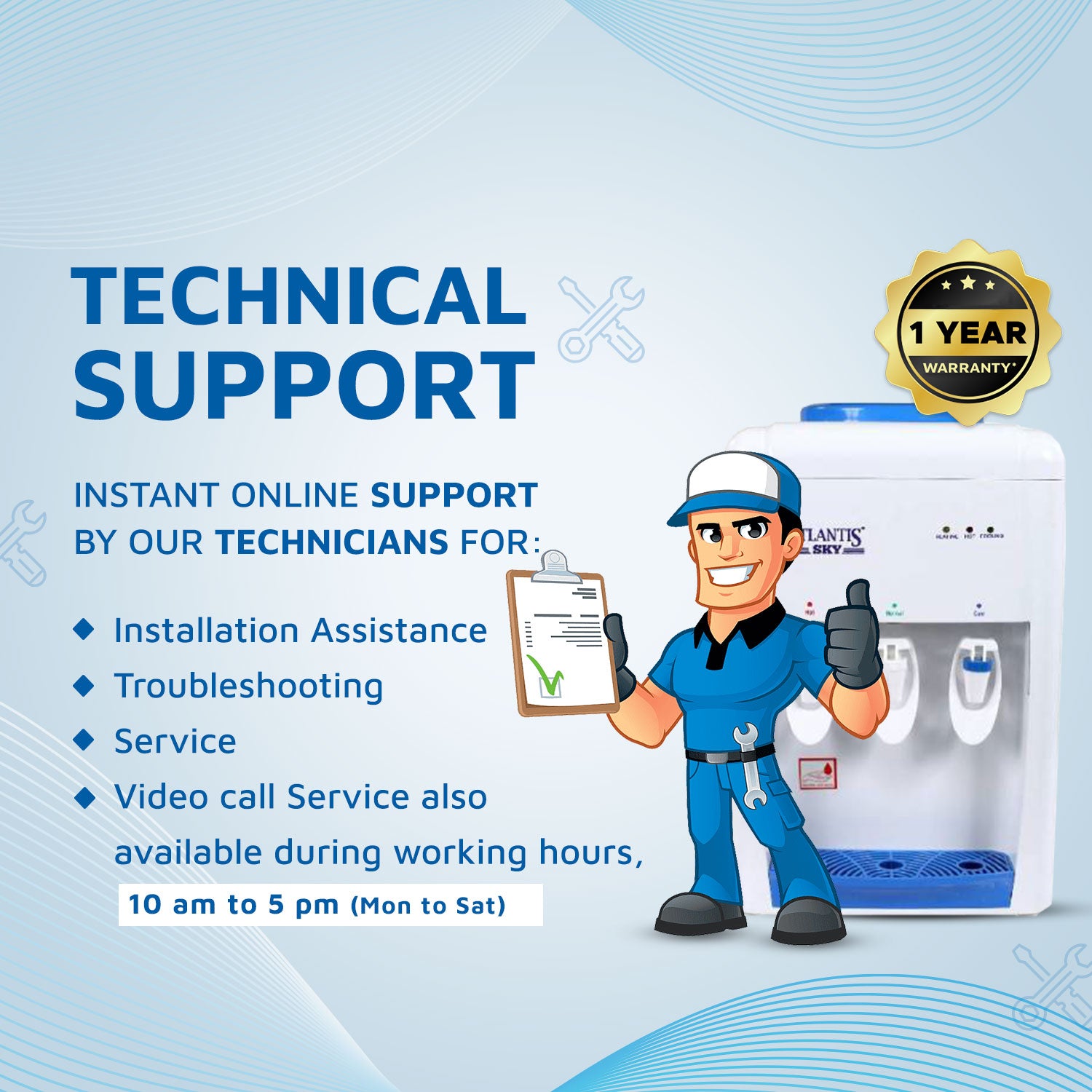 ATLANTIS SKY (Hot Normal & Cold )Table Top Water Dispenser Technical Support