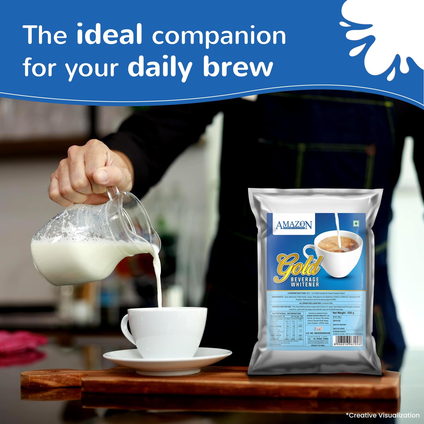 AMAZON Gold Beverage Dairy Mix Whitener | 500gms Pack (Perfect for Atlantis Select | Tea & Coffee Use)