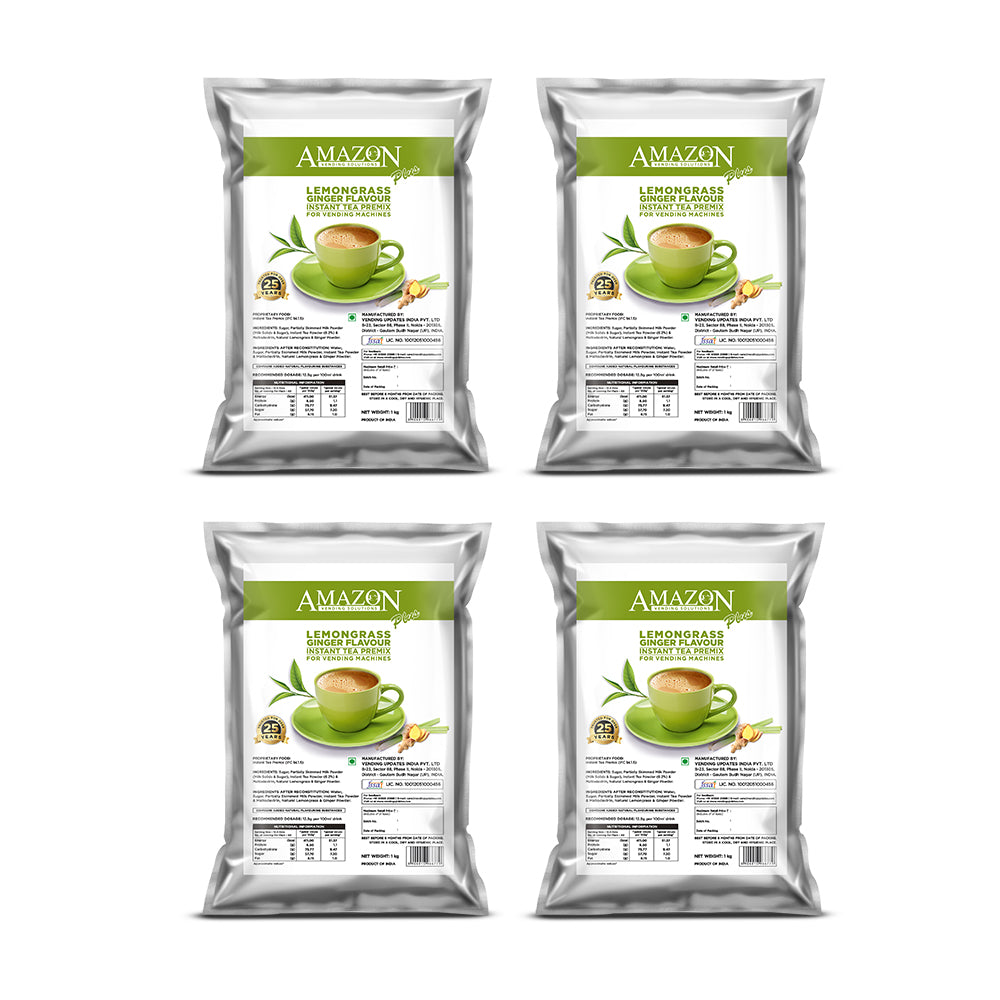 AMAZON Plus 3-in-1 Lemongrass Ginger Tea Premix | 1KG Pack | No Milk, Sugar Required