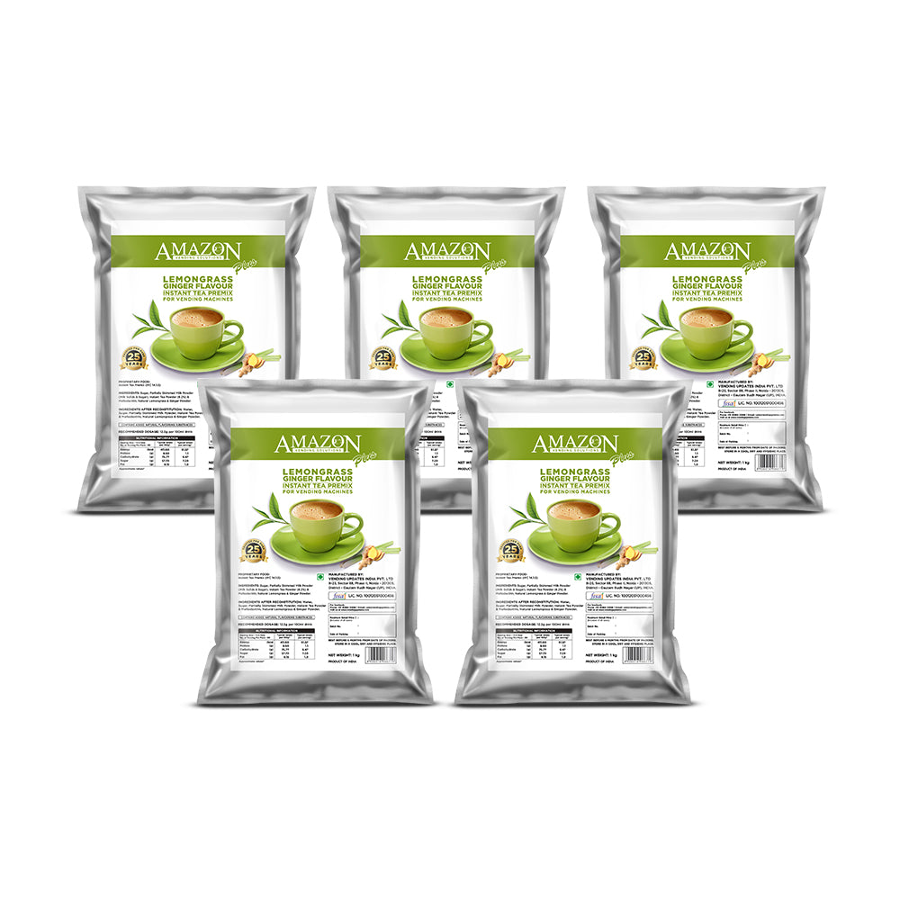AMAZON Plus 3-in-1 Lemongrass Ginger Tea Premix | 1KG Pack | No Milk, Sugar Required