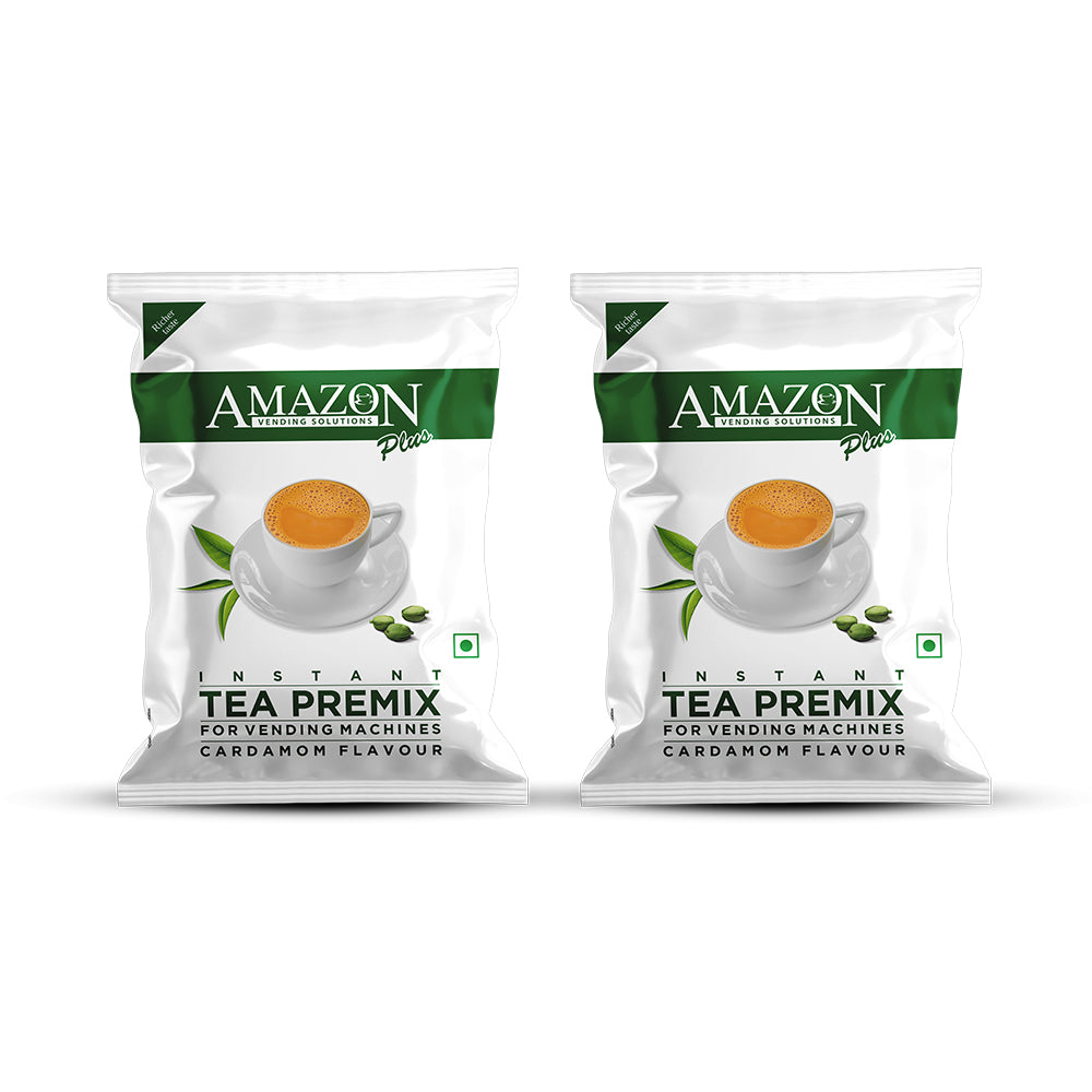 AMAZON Plus 3-in-1 Cardamom Tea Premix – Bold Elaichi Flavour | For Vending Machines | Just Add Hot Water – No Milk or Sugar Needed