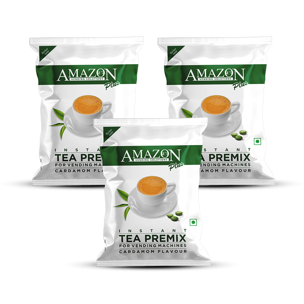 AMAZON Plus 3-in-1 Cardamom Tea Premix – Bold Elaichi Flavour | For Vending Machines | Just Add Hot Water – No Milk or Sugar Needed