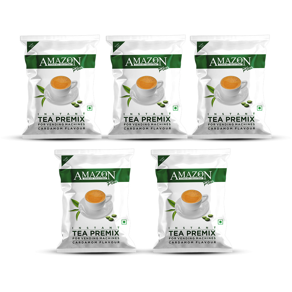 AMAZON Plus 3-in-1 Cardamom Tea Premix – Bold Elaichi Flavour | For Vending Machines | Just Add Hot Water – No Milk or Sugar Needed