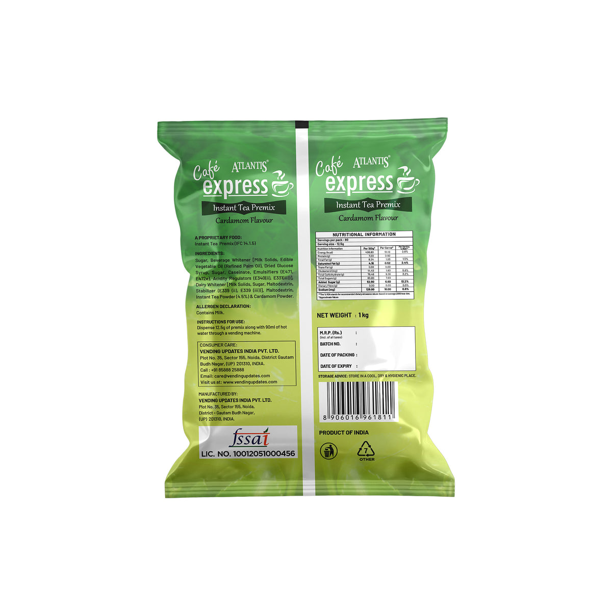 Cafe Express 3-in-1 Cardamom Tea Premix – 1kg Pack | Bold Flavour for Vending Machines | No Milk or Sugar Needed