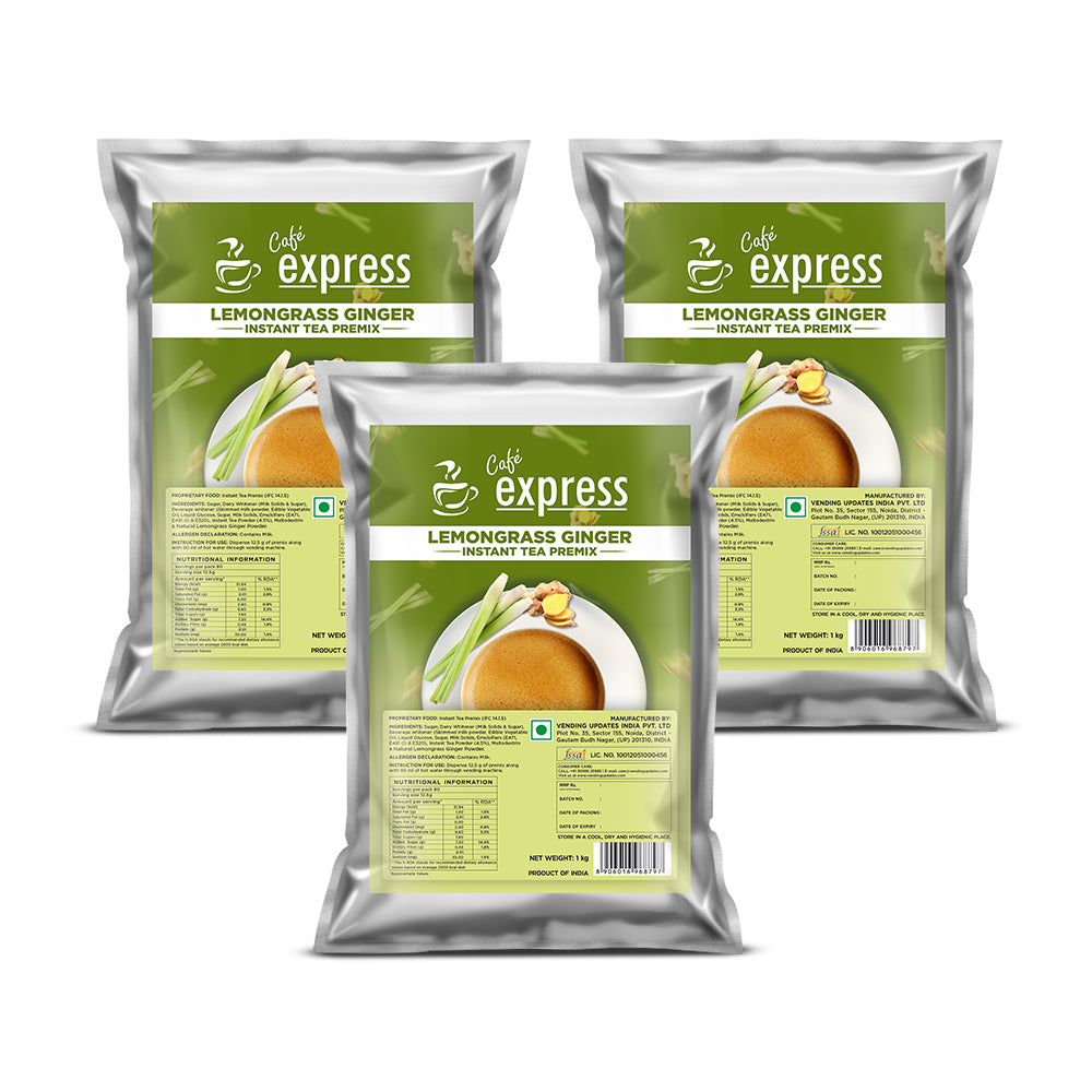 Cafe Express Lemongrass Ginger Tea Premix – 3-in-1 Blend for Vending Machines | No Milk or Sugar Needed