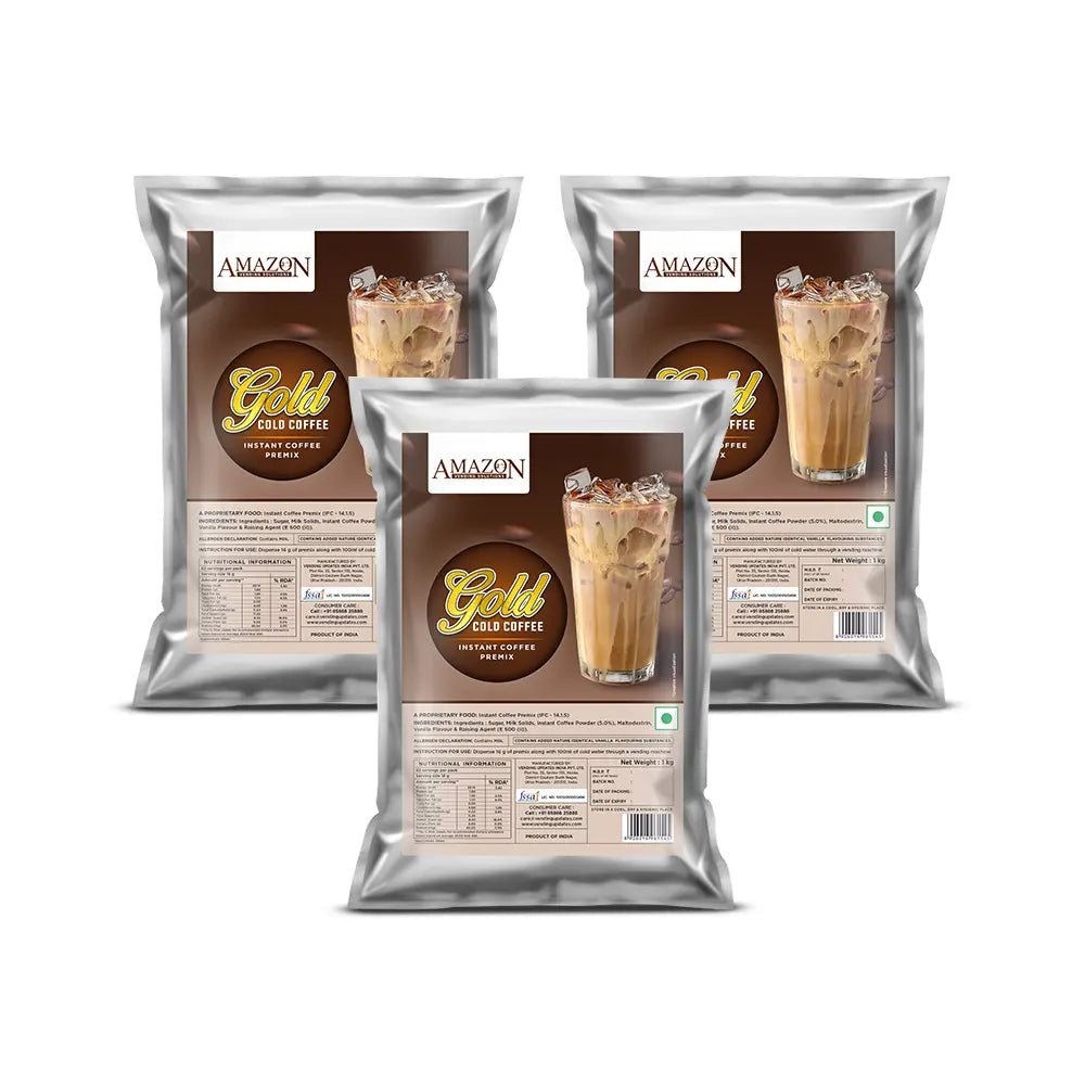 AMAZON Gold Cold Coffee Premix – 1kg Pack | Summer Drink | Just Add Cold Water