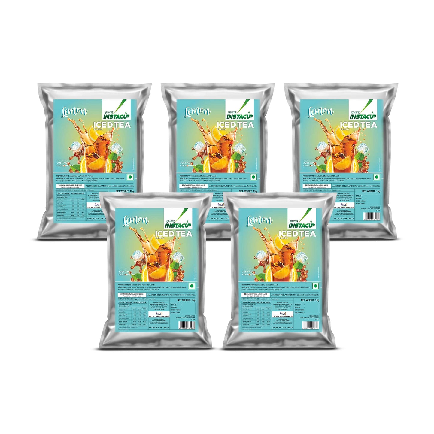 Atlantis Instacup Lemon Flavoured Iced Tea Premix | 1kg | Just Add Cold Water | Uses In Cold Beverage Vending Machine