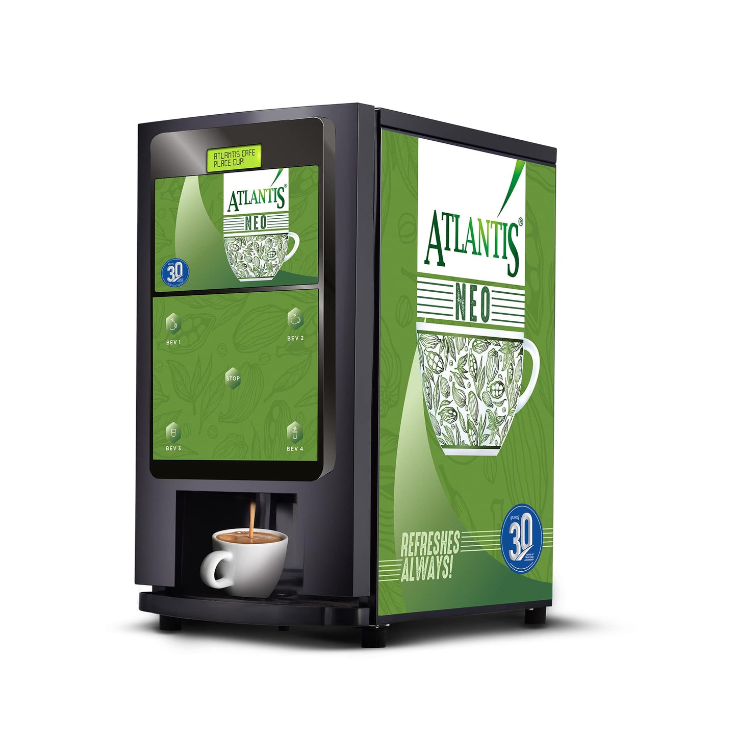 ATLANTIS NEO 3-Lane Tea and Coffee Vending Machine - Dedicated Hot Water