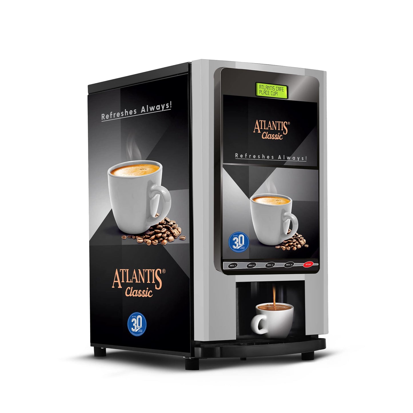 ATLANTIS CLASSIC 4 Lane Tea & Coffee Vending Machine – 3 Ltrs hot Tank