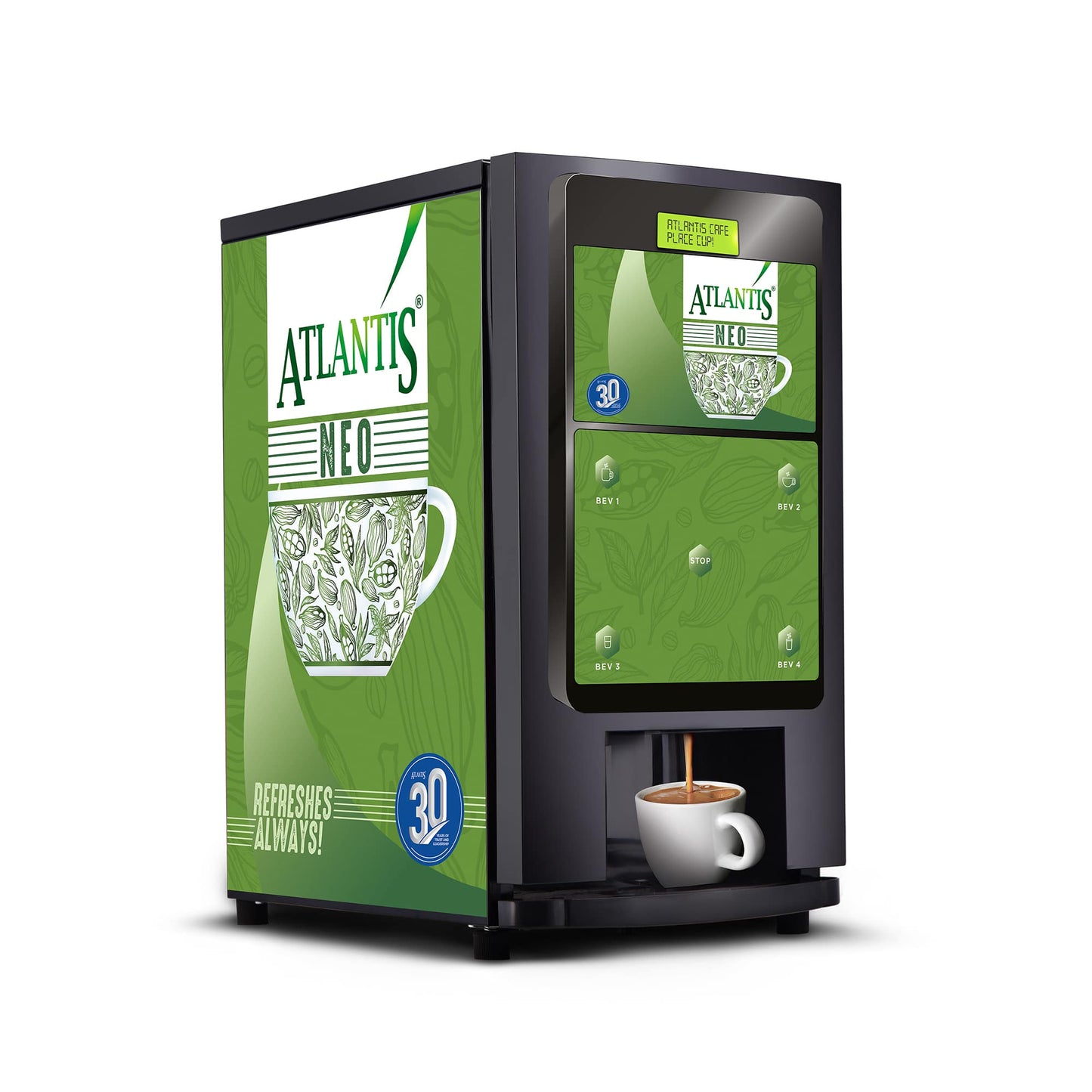 ATLANTIS NEO 3-Lane Tea and Coffee Vending Machine - Dedicated Hot Water