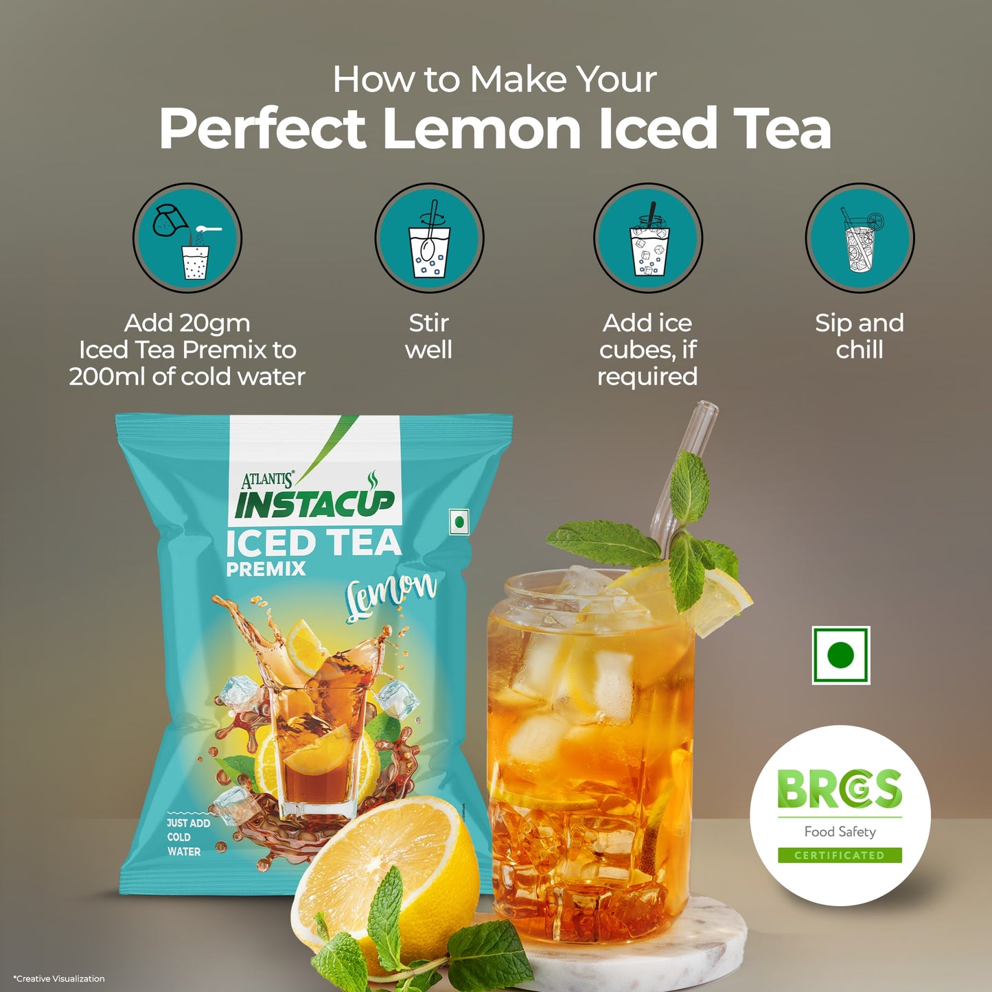 Atlantis Instacup Iced Tea Premix | Lemon Flavour | 400g Pack