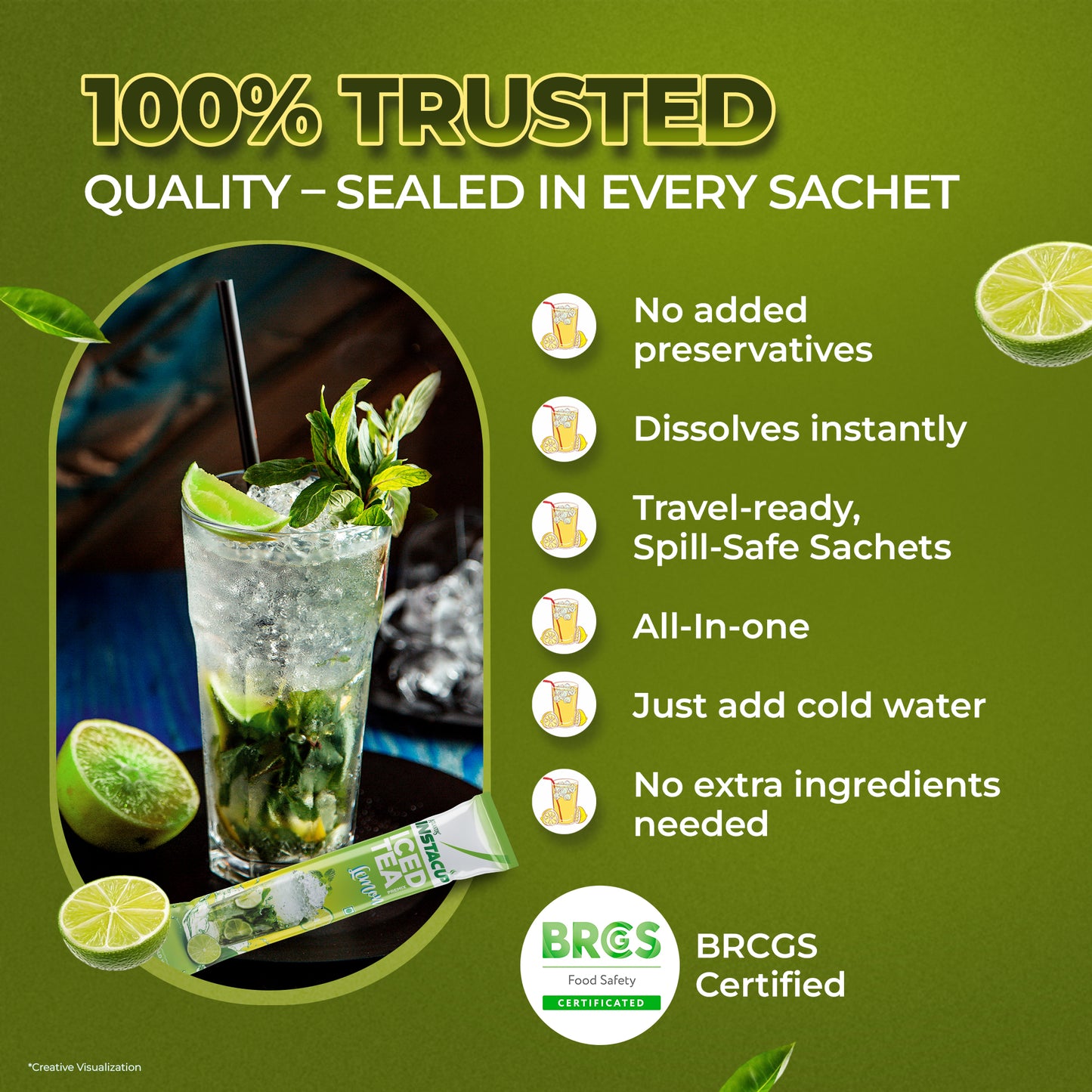 ATLANTIS Instacup Masala Nimbu Paani Premix Single Serve Sachets | Perfect for Travel | Natural Lemon Flavor | FSSAI Registered | Quick Prep | Pack of 15