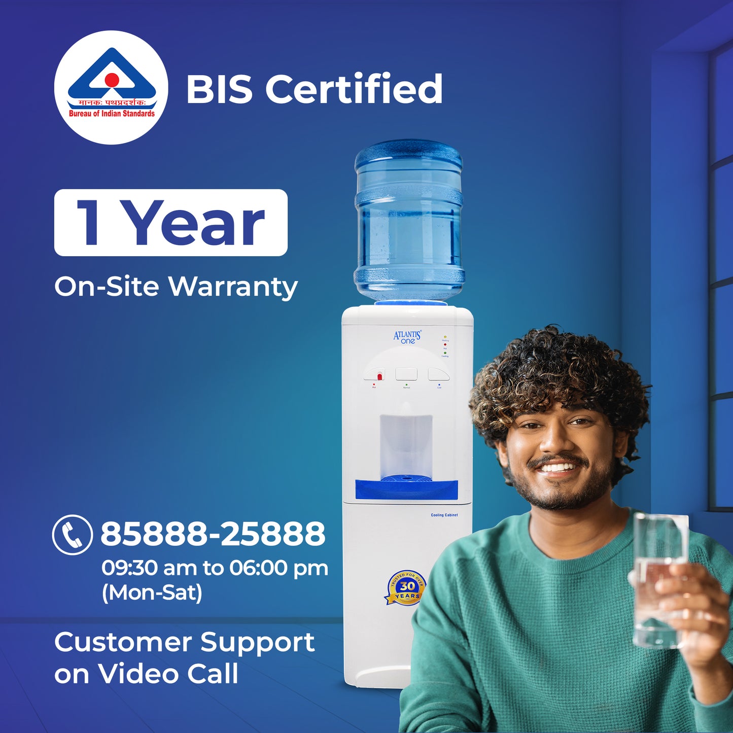 ATLANTIS ONE | 18L Cooling Cabinet | Single Outlet Design | Smart Push Buttons | Hot, Normal & Cold Water | 2.5L/Hour Cooling Capacity | Space-Saving