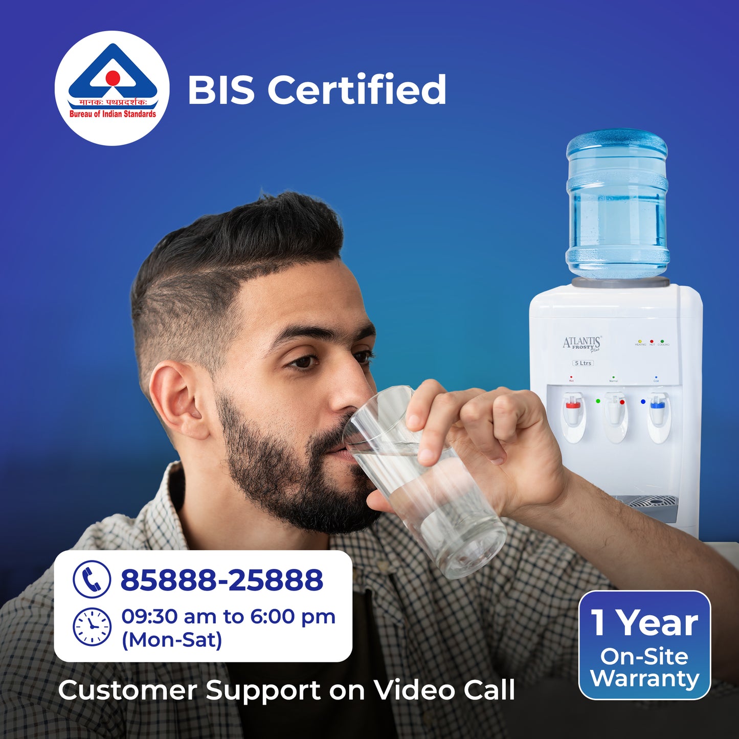 ATLANTIS FROSTY PLUS | 5L/Hour Cooling Capacity | Glass Push-Pull Taps | 1 Year Warranty | Hot, Normal & Cold Water | Perfect for a Team of 10-30