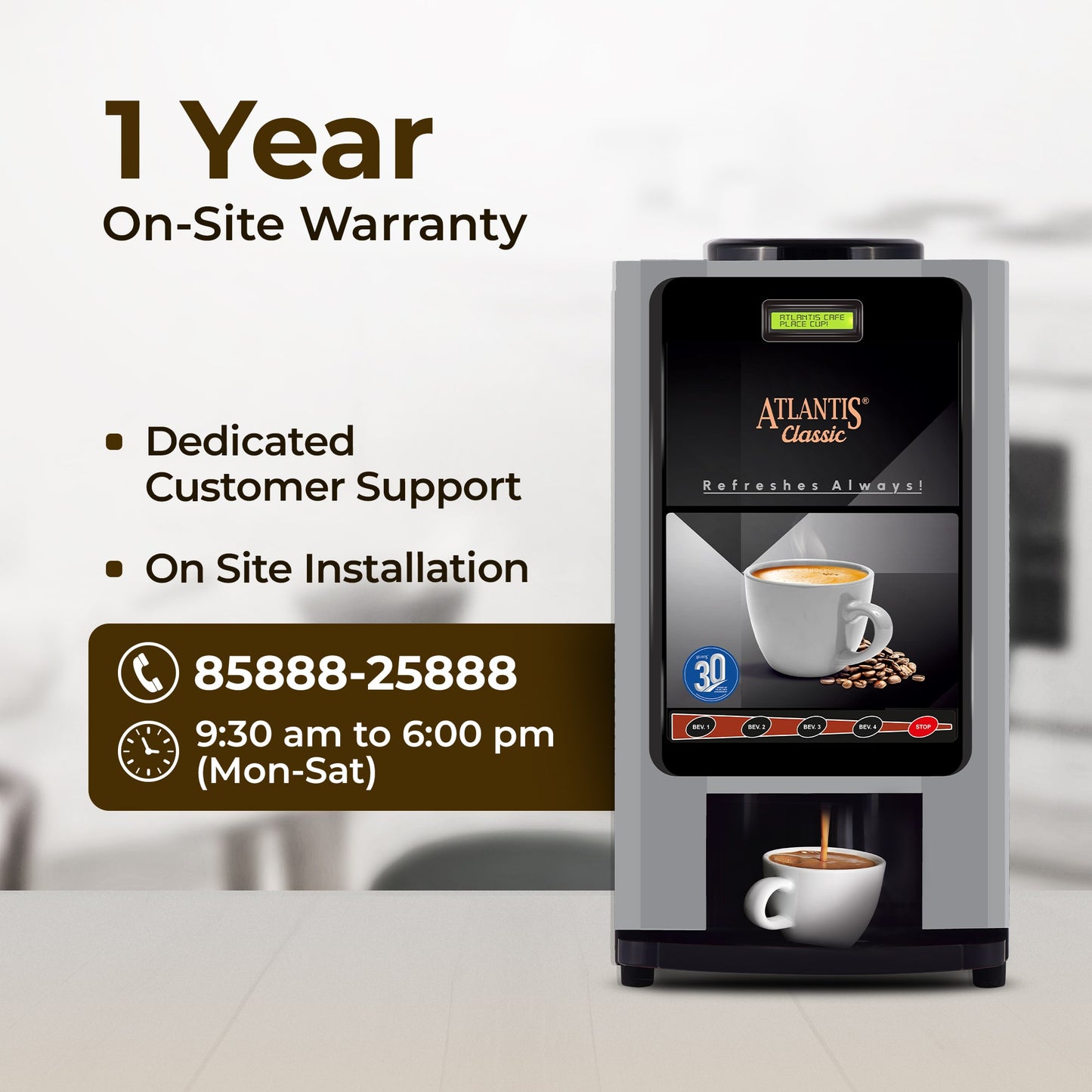 ATLANTIS CLASSIC 4 Lane Tea & Coffee Vending Machine – 3 Ltrs hot Tank