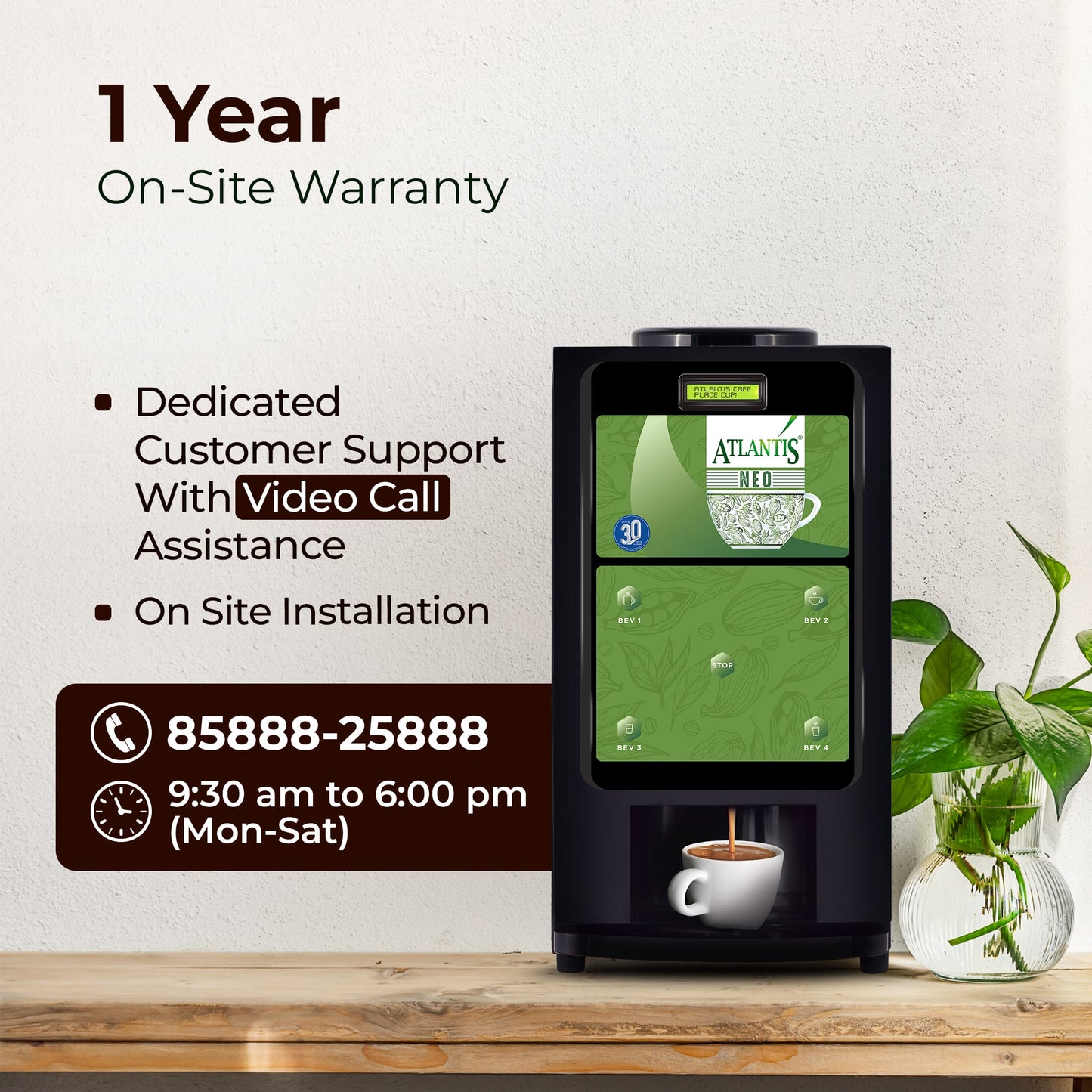 ATLANTIS NEO 3-Lane Tea and Coffee Vending Machine - Dedicated Hot Water