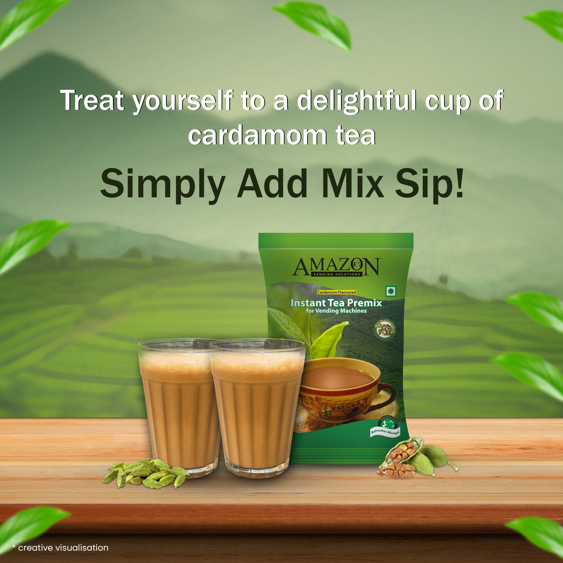 AMAZON Premium 3-in-1 Instant Cardamom Tea Premix for Vending Machine
