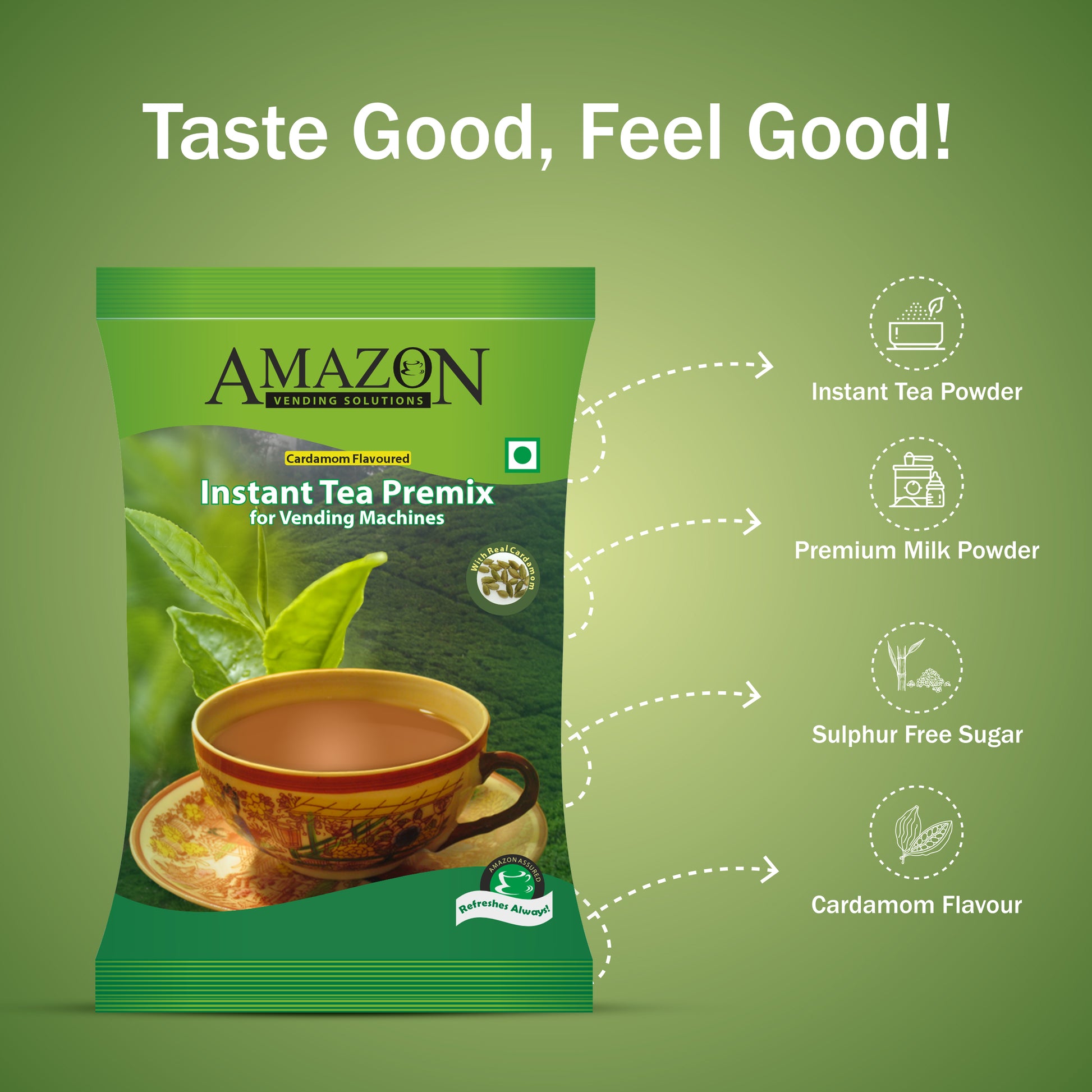 AMAZON Premium 3-in-1 Instant Cardamom Tea Premix for Vending Machine