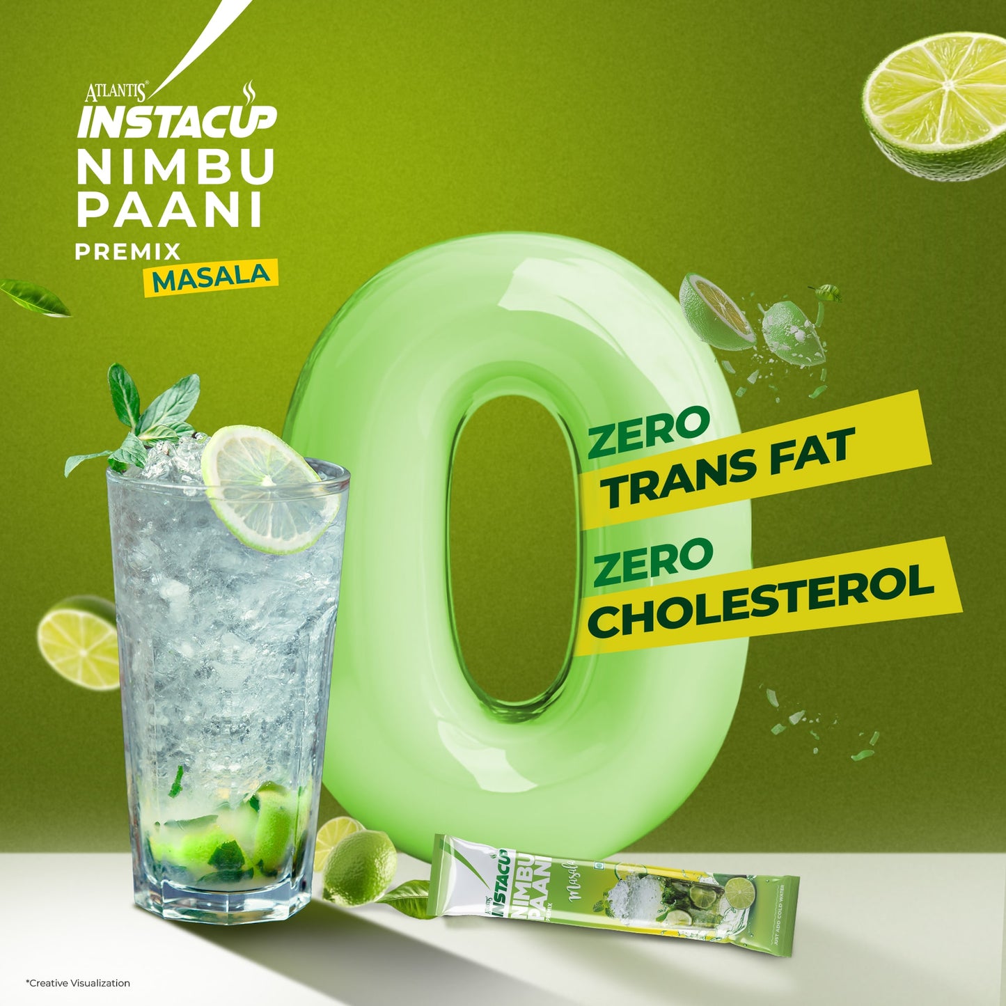ATLANTIS Instacup Masala Nimbu Paani Premix Single Serve Sachets | Perfect for Travel | Natural Lemon Flavor | FSSAI Registered | Quick Prep | Pack of 15