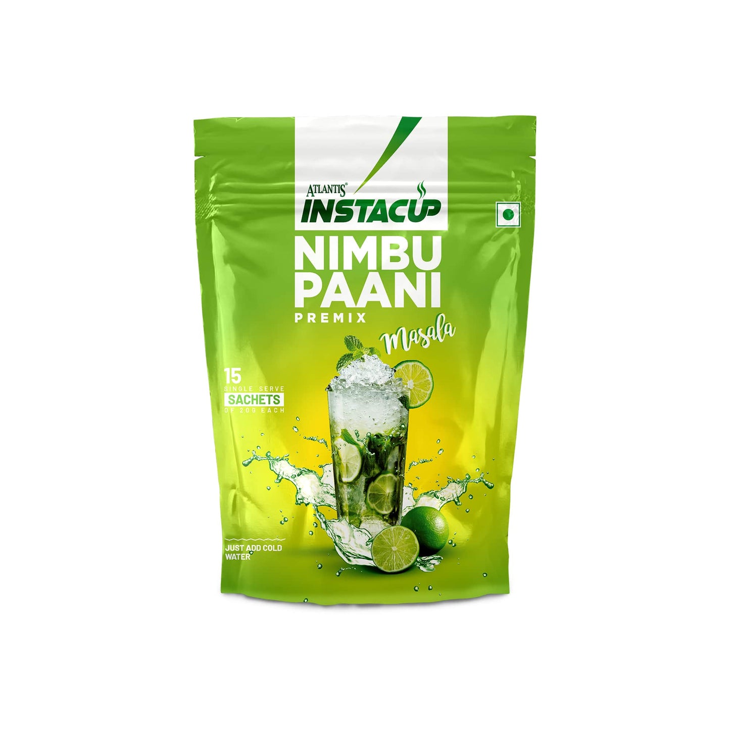 ATLANTIS Instacup Masala Nimbu Paani Premix Single Serve Sachets | Perfect for Travel | Natural Lemon Flavor | FSSAI Registered | Quick Prep | Pack of 15