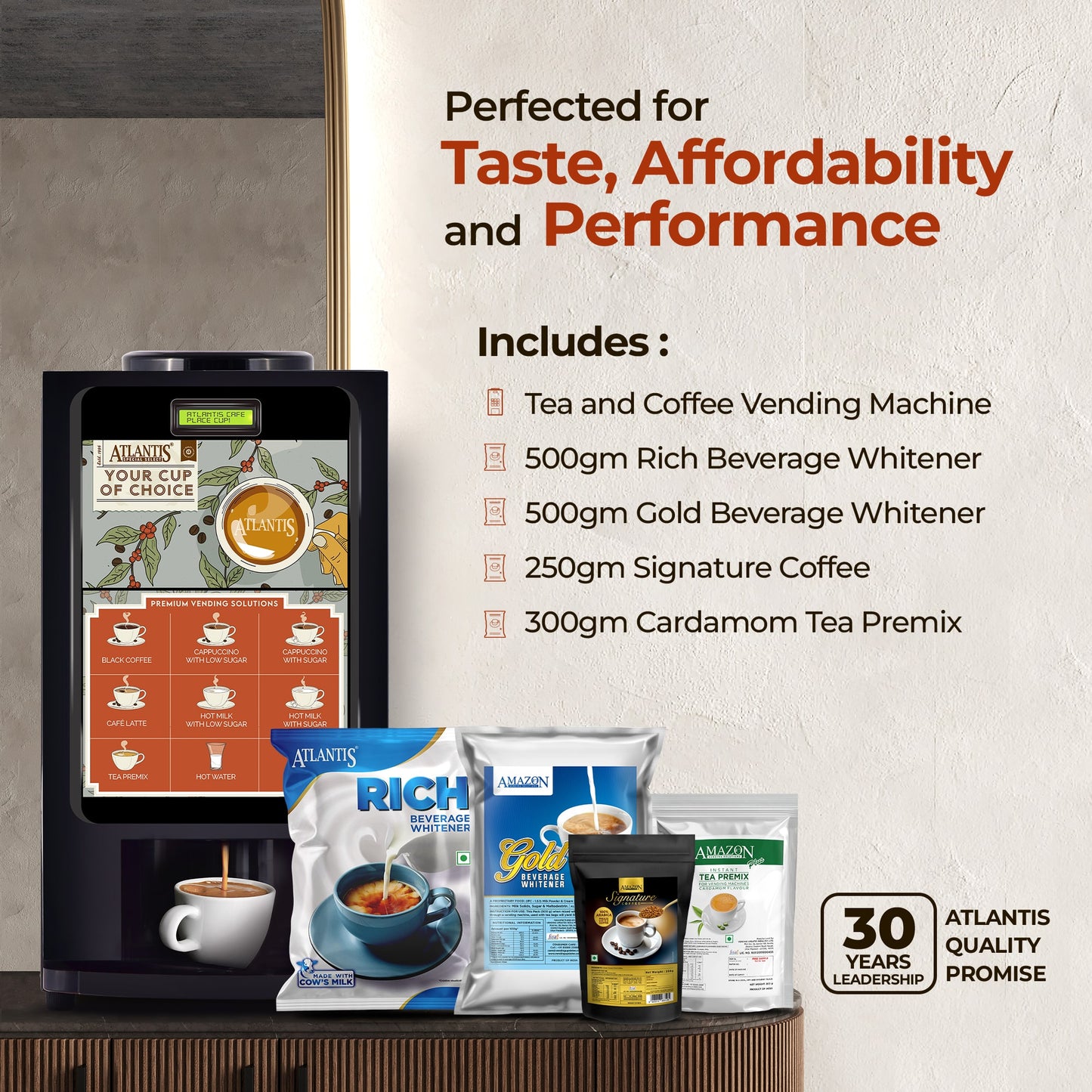 ATLANTIS SPECIAL SELECT Hot Beverage Dispensing Machine With 7 Options Hot Beverage| Optional Hot Water