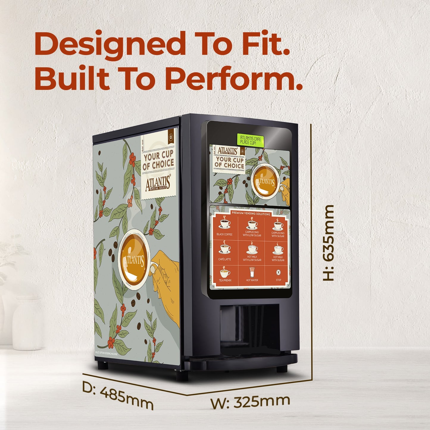 ATLANTIS SPECIAL SELECT Hot Beverage Dispensing Machine With 7 Options Hot Beverage| Optional Hot Water