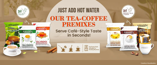Just Add Hot Water – Our Tea-Coffee Premixes Serve Café-Style Taste in Seconds!