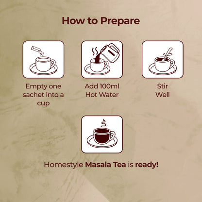 Atlantis InstaCup 3-IN-1 MASALA Chai Premix Single Serve Sachets Pack | 25 Sachets X 14 Grams Pouch Pack | Travel-Friendly Zipper Pack | Just Add Hot Water & Stir