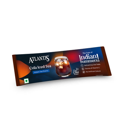 Atlantis Cola Iced Tea Instant Premix | Refreshing Cola Flavour with Real Tea Extract | 15 Sachets | Just Add Cold Water | Source of Vitamin C | No Artificial Colours | Travel Friendly