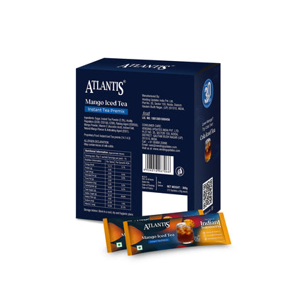 Atlantis Instacup Mango Iced Tea Premix Single Serve Sachets | Just Add Cold Water | Instant Refreshing Taste | Travel-Friendly | Source of Vitamin C | Pack of 15