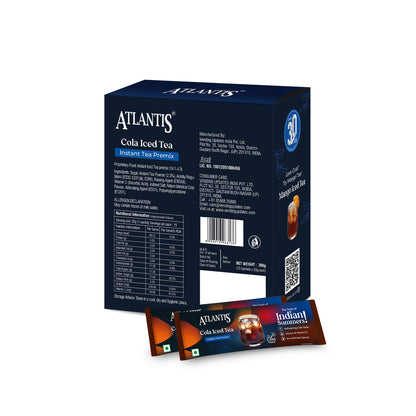 Atlantis Cola Iced Tea Instant Premix | Refreshing Cola Flavour with Real Tea Extract | 15 Sachets | Just Add Cold Water | Source of Vitamin C | No Artificial Colours | Travel Friendly