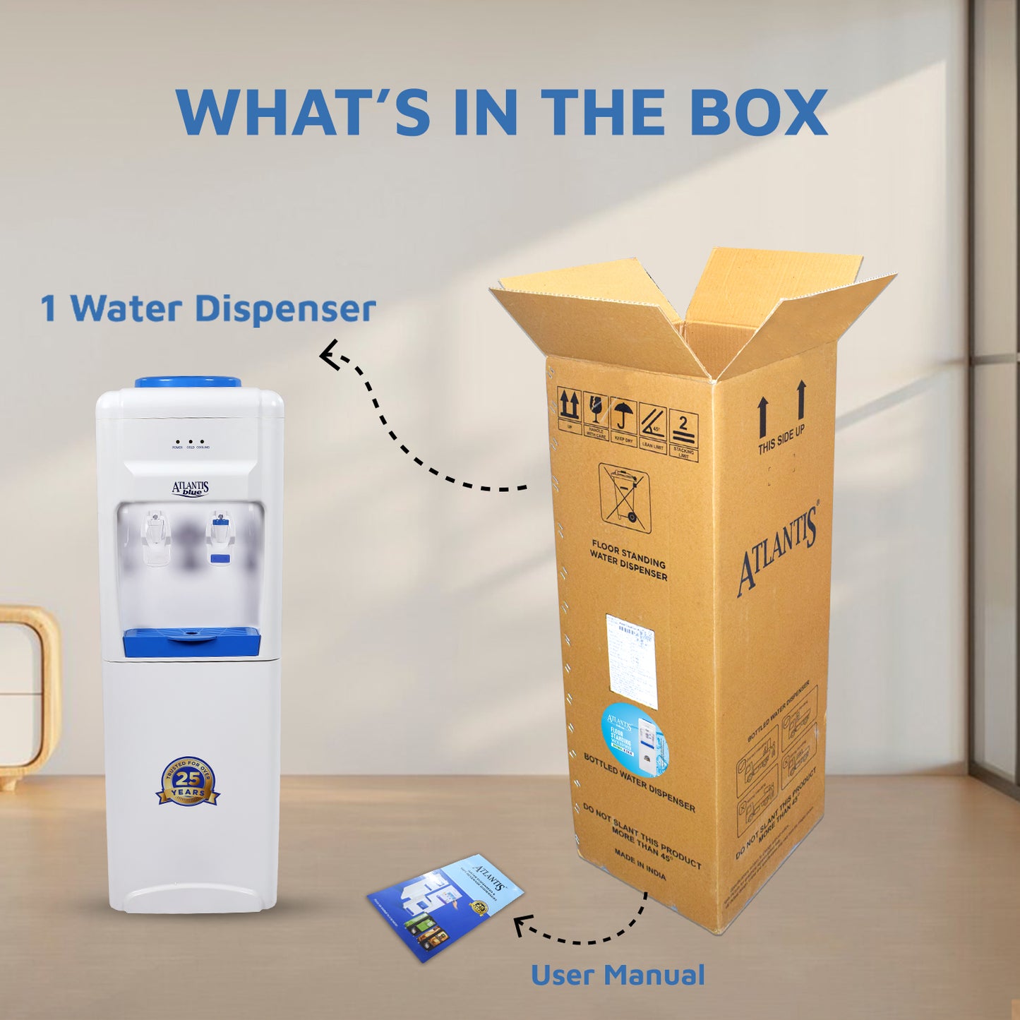 ATLANTIS BLUE Normal & Cold Floor Standing Water Dispenser (NO HOT) Box Material