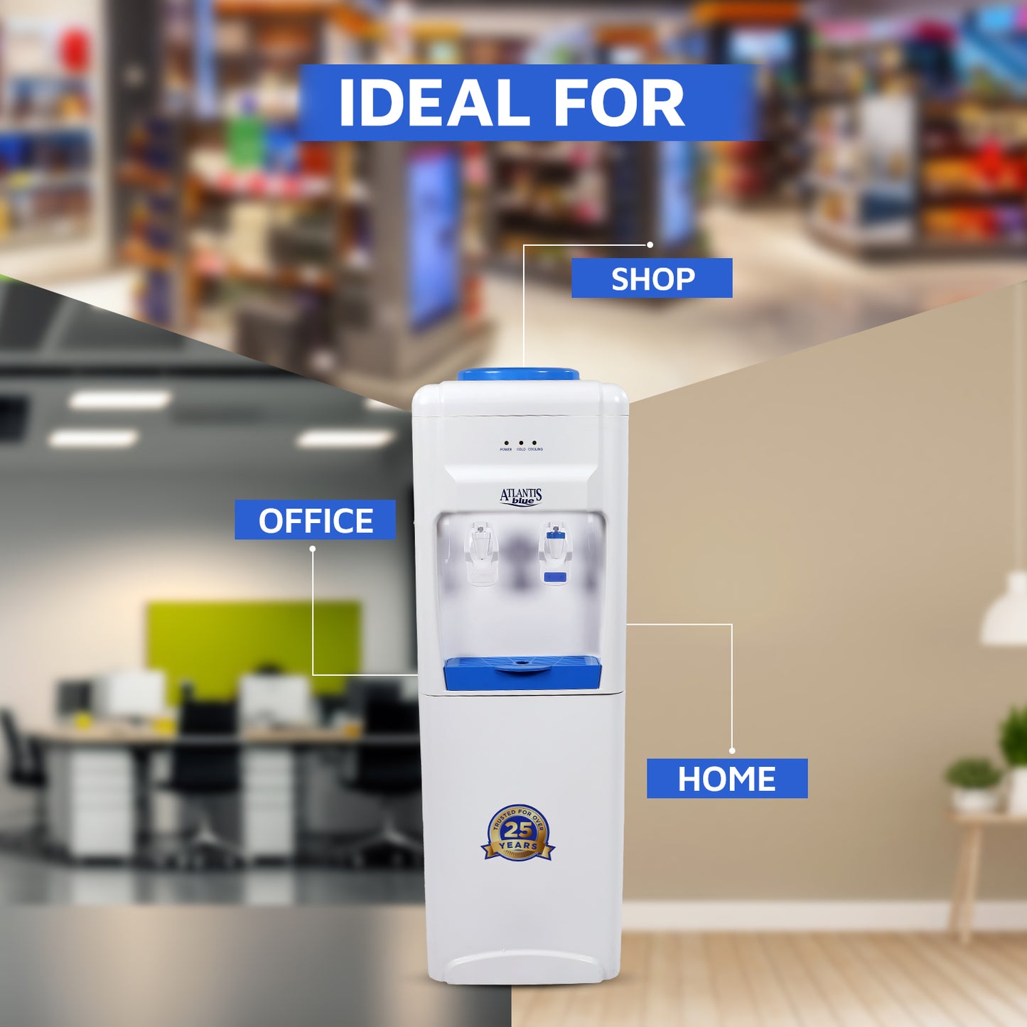 ATLANTIS BLUE Normal & Cold Floor Standing Water Dispenser (NO HOT)