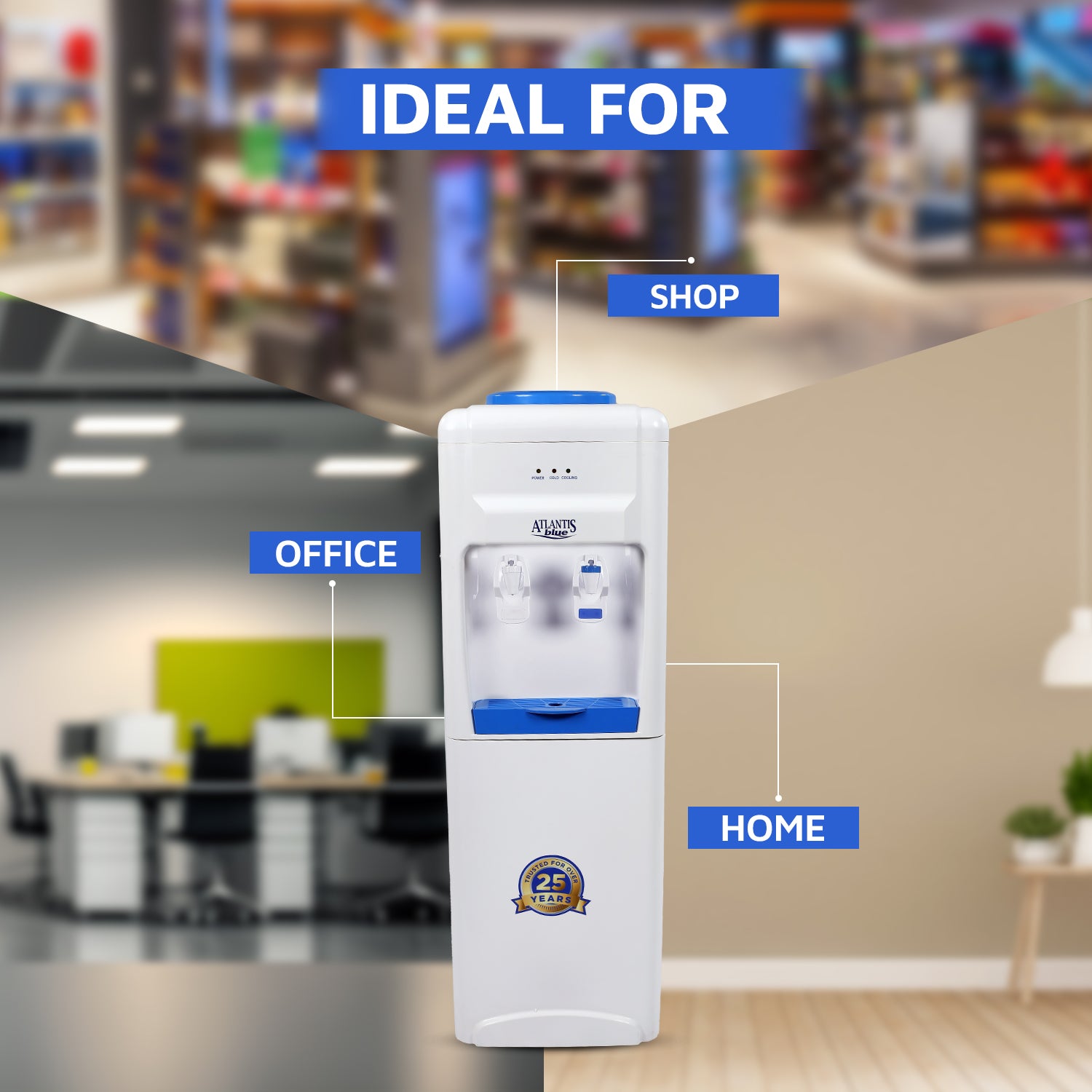 ATLANTIS BLUE Normal & Cold Floor Standing Water Dispenser (NO HOT)
