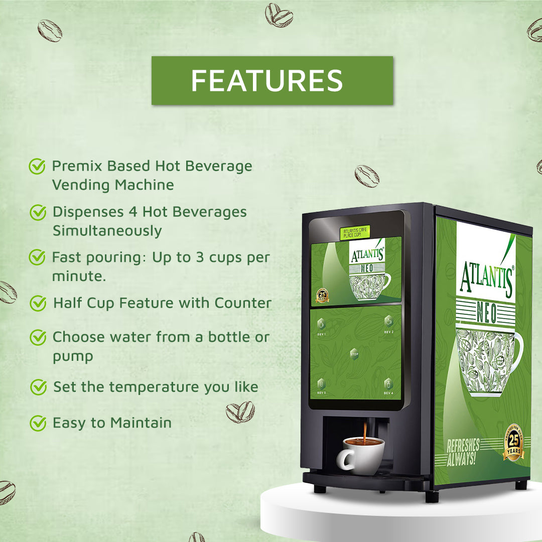 ATLANTIS NEO 4-Lane Tea and Coffee Vending Machines - Dedicated Hot Water