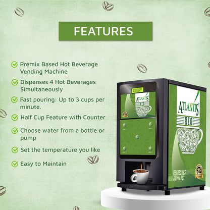 ATLANTIS NEO 4-Lane Tea and Coffee Vending Machines - Dedicated Hot Water