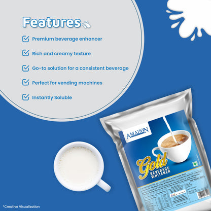 AMAZON Gold Beverage Dairy Mix Whitener | 500gms Pack (Perfect for Atlantis Select | Tea & Coffee Use)