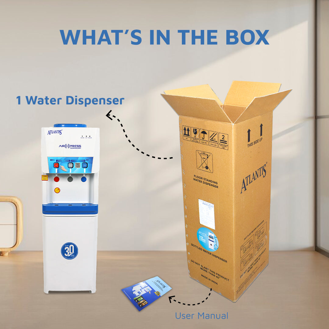 ATLANTIS AIRPRESS Touchless 3-Taps (Hot, Normal & Cold) Floor Standing Water Dispenser