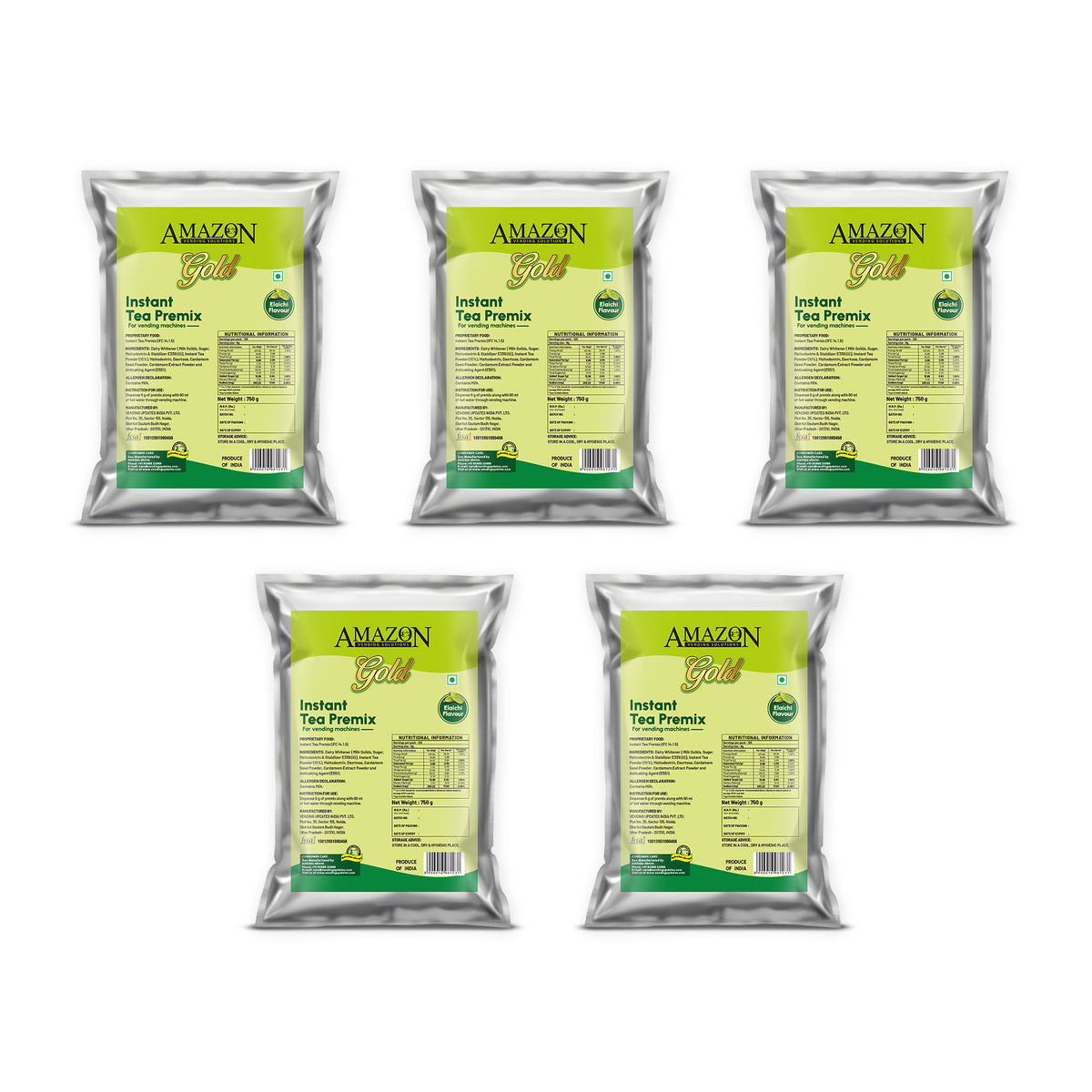 AMAZON Gold 3-in-1 Cardamom Tea Premix  – 750g Pack | Perfect for Vending Machines | Just Add Hot Water