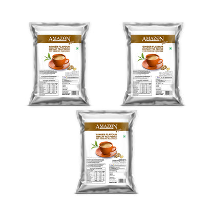 AMAZON Plus 3-in-1 Ginger Tea Premix – 1kg Pack | Instant Chai for Vending Machines – Just Add Hot Water
