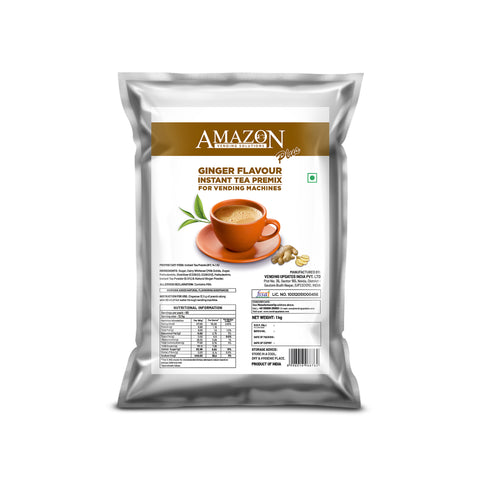 AMAZON Plus 3-in-1 Ginger Tea Premix – 1kg Pack | Instant Chai for Vending Machines – Just Add Hot Water