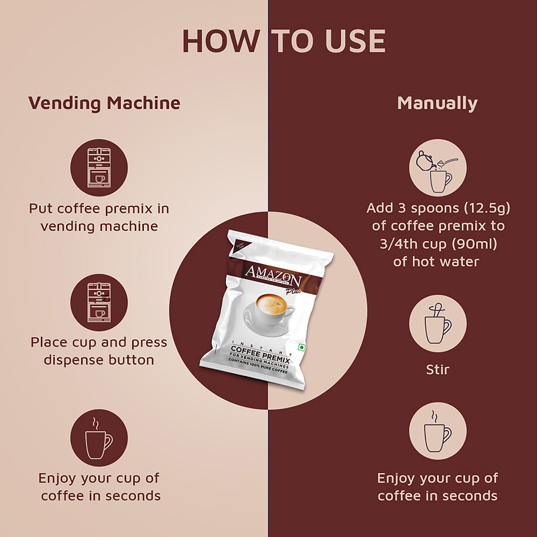 AMAZON Plus 3-in-1 Coffee Premix Powder – Instant Coffee Solution for Vending Machines | Quick to Serve, Easy to Enjoy