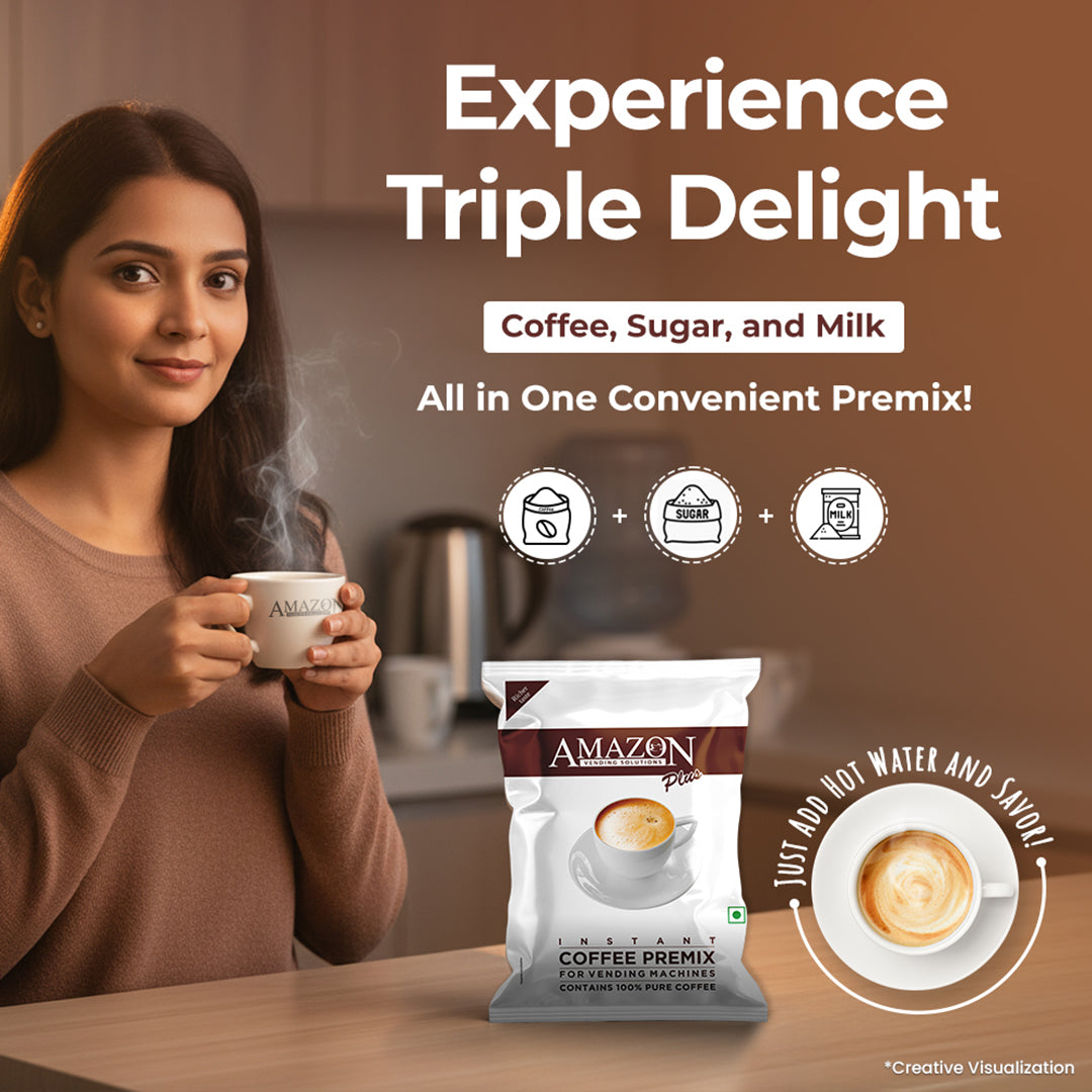 AMAZON Plus 3-in-1 Coffee Premix Powder – Instant Coffee Solution for Vending Machines | Quick to Serve, Easy to Enjoy