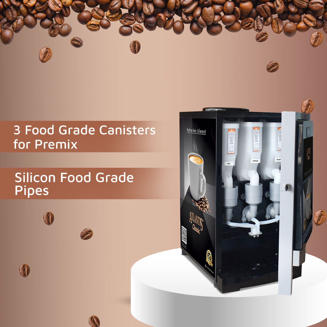 ATLANTIS CLASSIC - 3 Lane Tea and Coffee Vending Machine – 3 Ltrs hot Tank