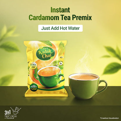 ATLANTIS Kadak 3-in-1 Cardamom Tea Premix – 1kg Pack | Strong & Flavourful Chai for Vending Machines – No Milk or Sugar Needed