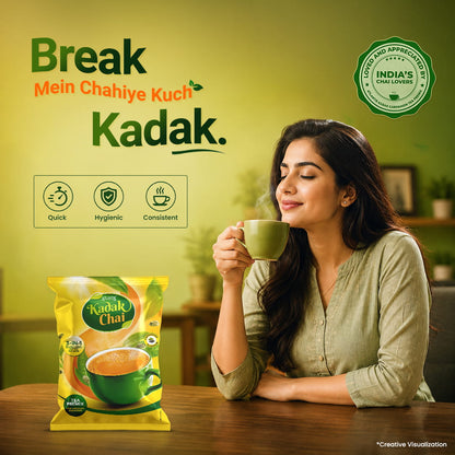 ATLANTIS Kadak 3-in-1 Cardamom Tea Premix – 1kg Pack | Strong & Flavourful Chai for Vending Machines – No Milk or Sugar Needed