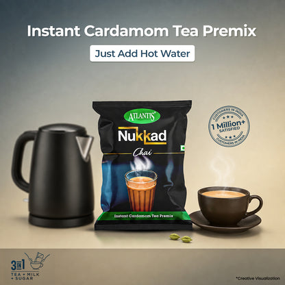 ATLANTIS Nukkad 3-in-1 Cardamom Tea Premix – 1kg Pack for Vending Machines | Strong Taste, No Milk or Sugar Needed